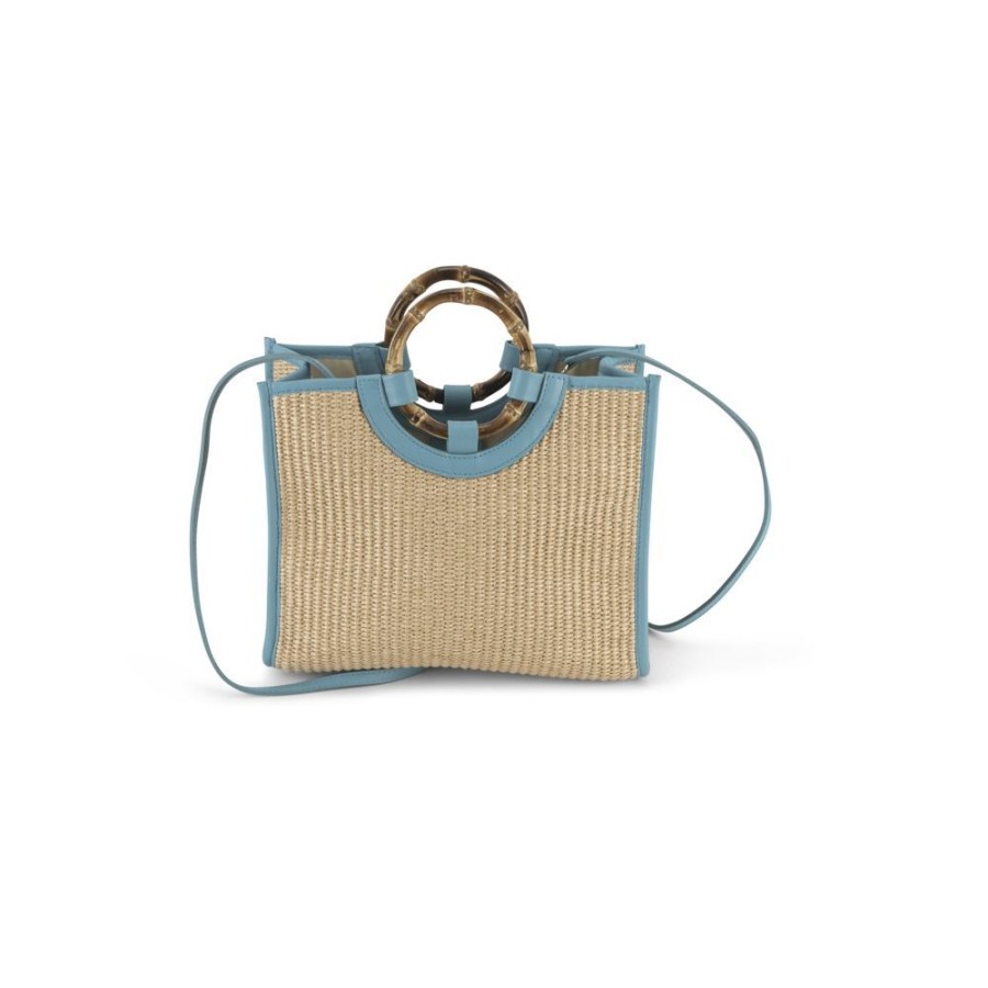 Prodotti My Style Bags | Bamboo Bag Paglia Small Light Blue Leather