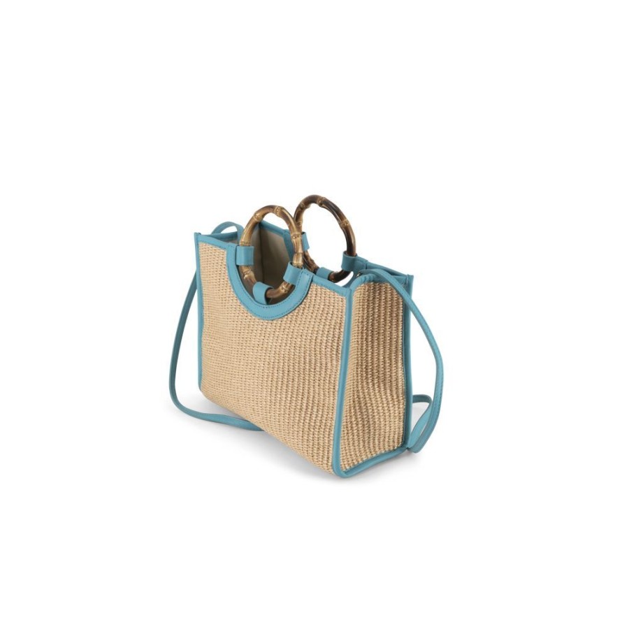 Prodotti My Style Bags | Bamboo Bag Paglia Small Light Blue Leather