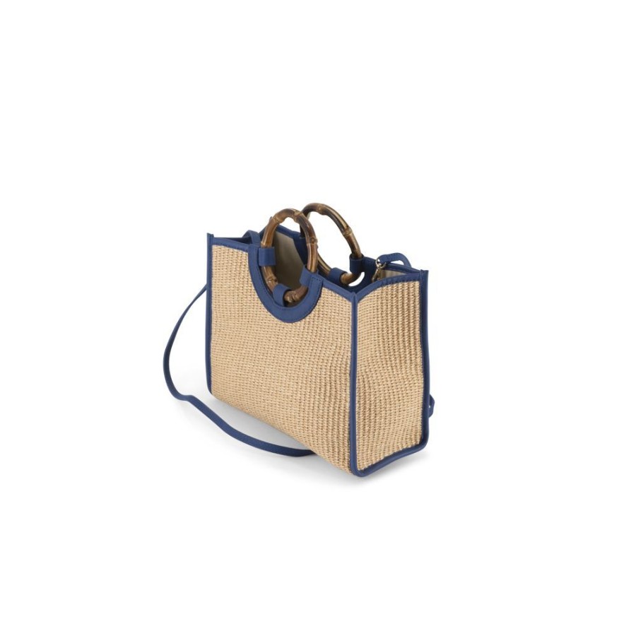 Prodotti My Style Bags | Bamboo Bag Paglia Small Blue Leather